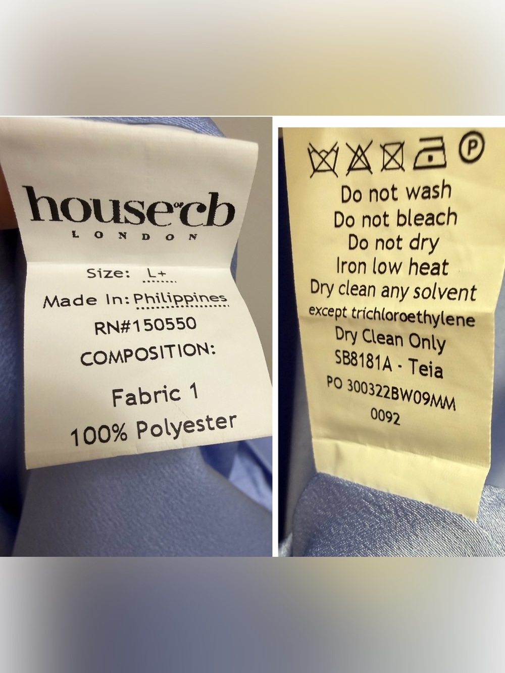 House of CB Teia Corset Midi Dress Georgette Satin Blue Size L - Picture 8 of 11